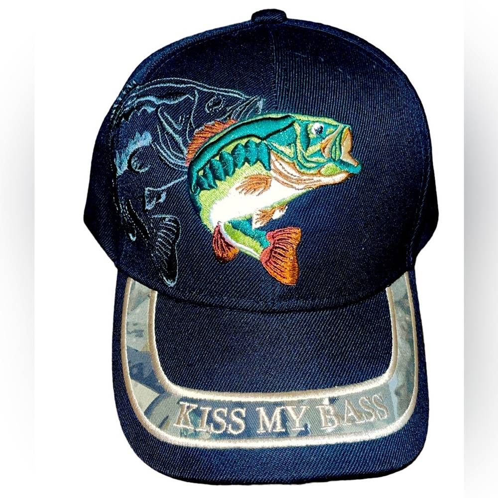 Kiss My Bass Adjustable Hat Black by Golden Lion